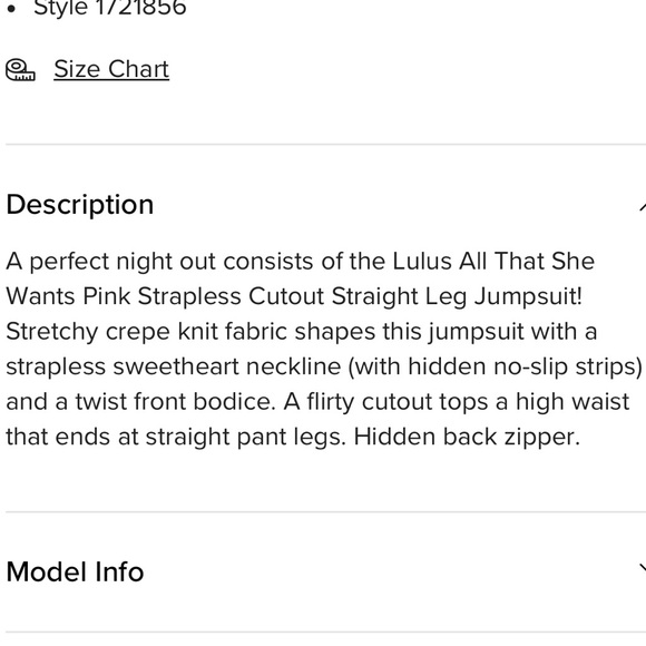 Lulu’s All That She Wants Pink Strapless Cutout Straight Leg Jumpsuit - Picture 8 of 8
